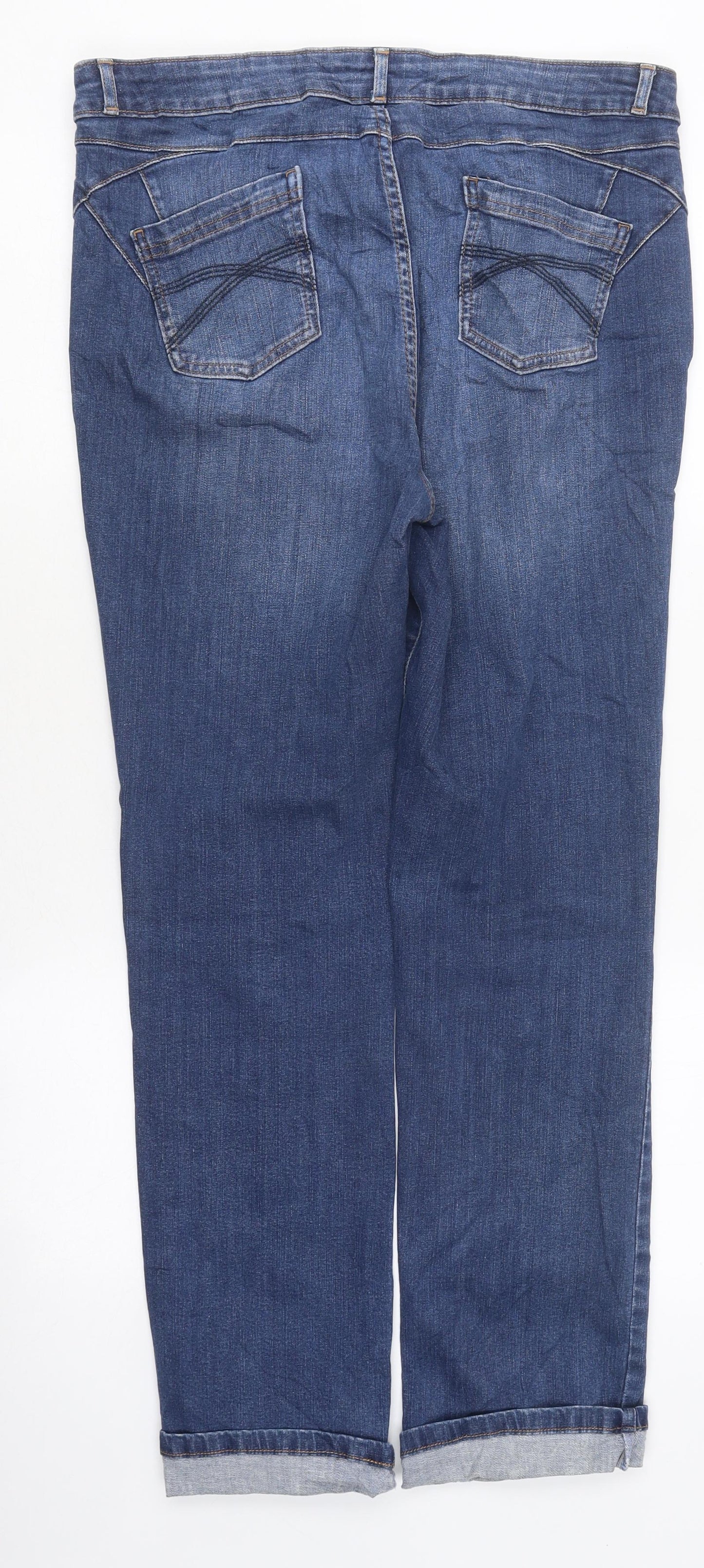 Preworn Womens Blue Cotton Straight Jeans Size M L37 in Regular Zip