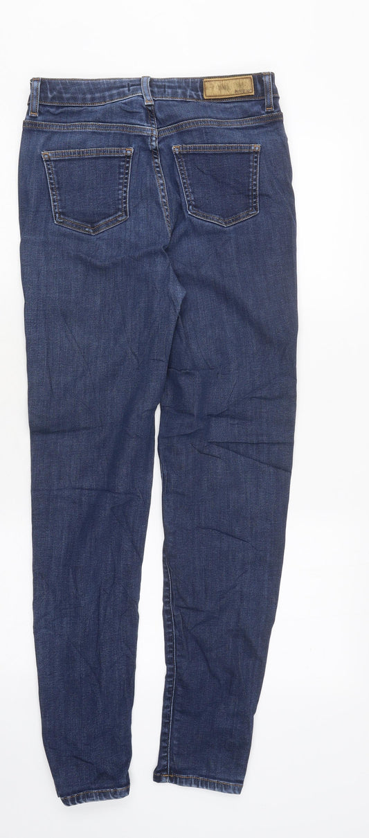 Marks and Spencer Womens Blue Cotton Skinny Jeans Size 10 L37 in Regular Zip