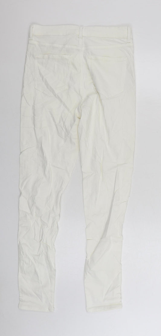 Marks and Spencer Womens White Cotton Skinny Jeans Size 12 L28 in Regular Zip