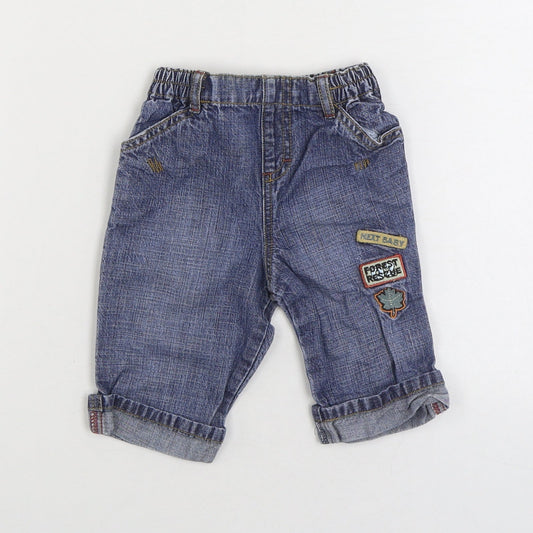 NEXT Boys Blue 100% Cotton Jogger Jeans Size 3-6 Months Pullover