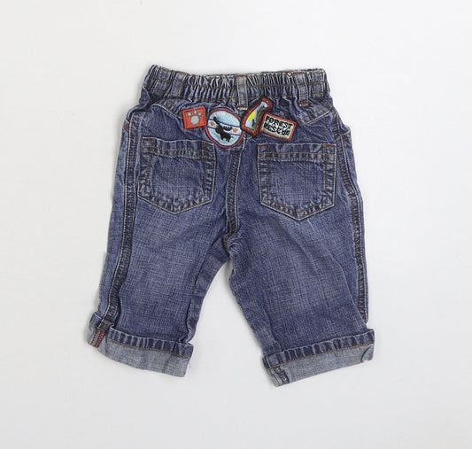 NEXT Boys Blue 100% Cotton Jogger Jeans Size 3-6 Months Pullover