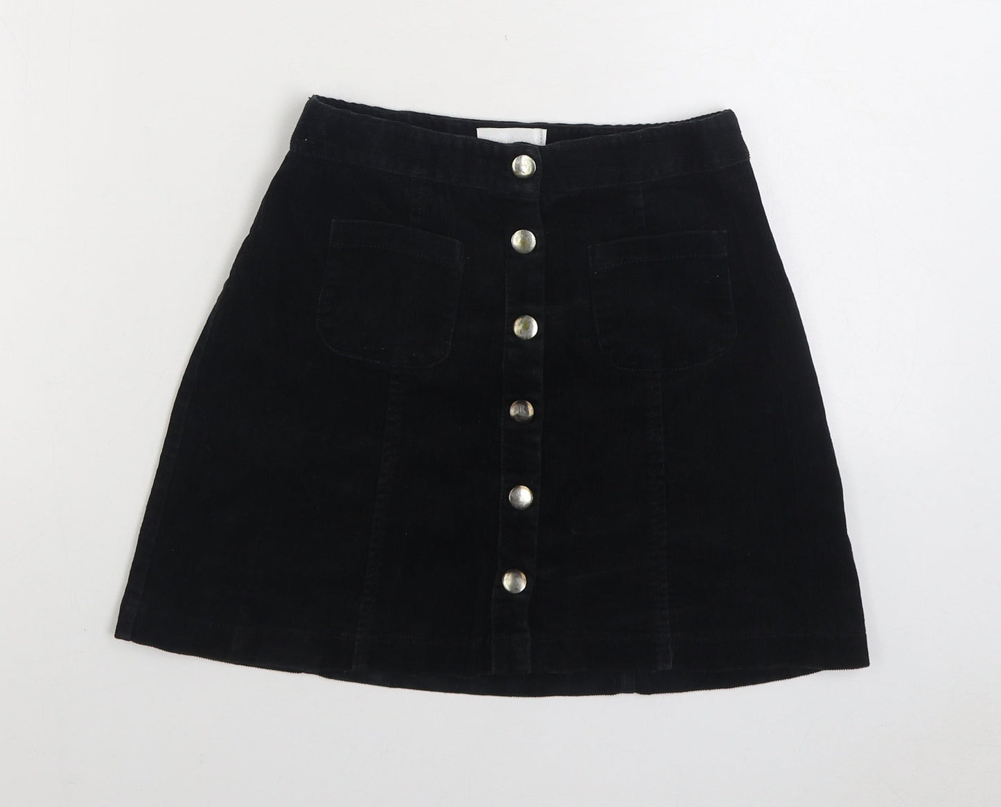 Cooperative Womens Black Cotton A-Line Skirt Size XS Button