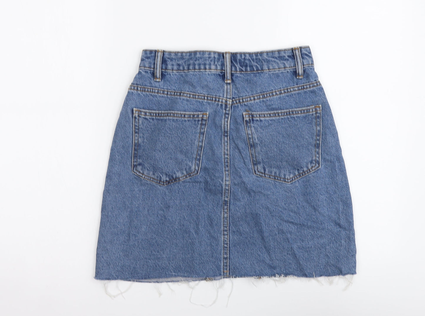 Denim & Co. Womens Black Cotton Mini Skirt Size 6 Button