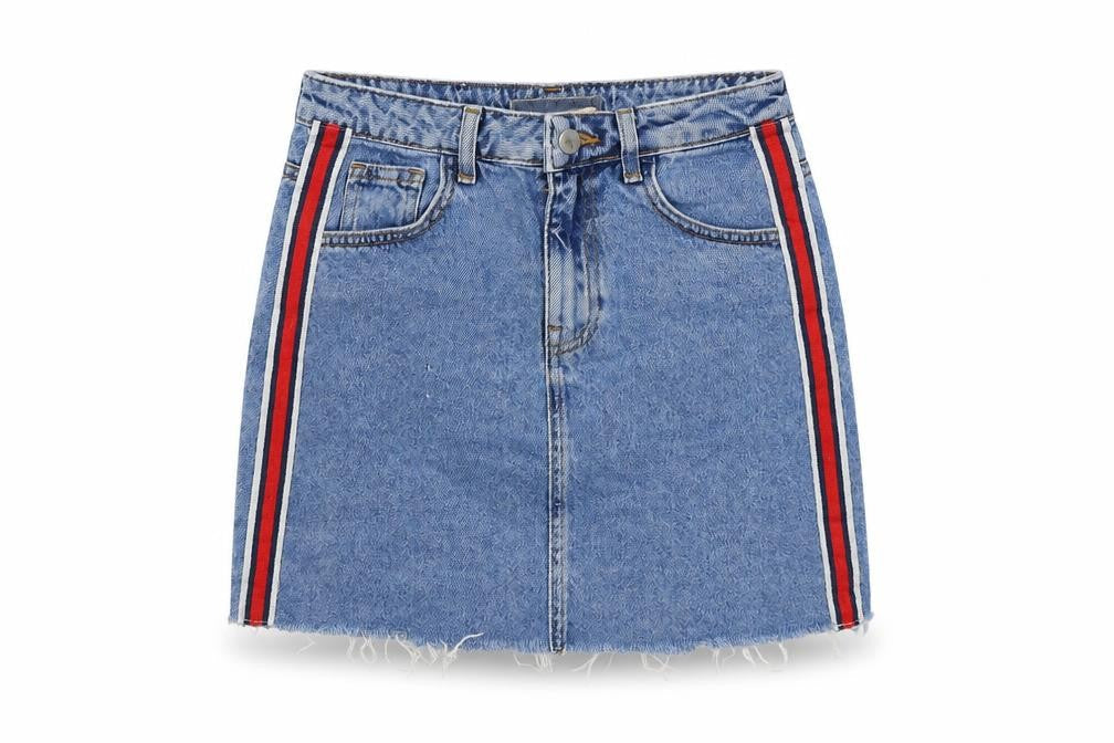 Denim & Co. Womens Blue Cotton Mini Skirt Size 4 Button