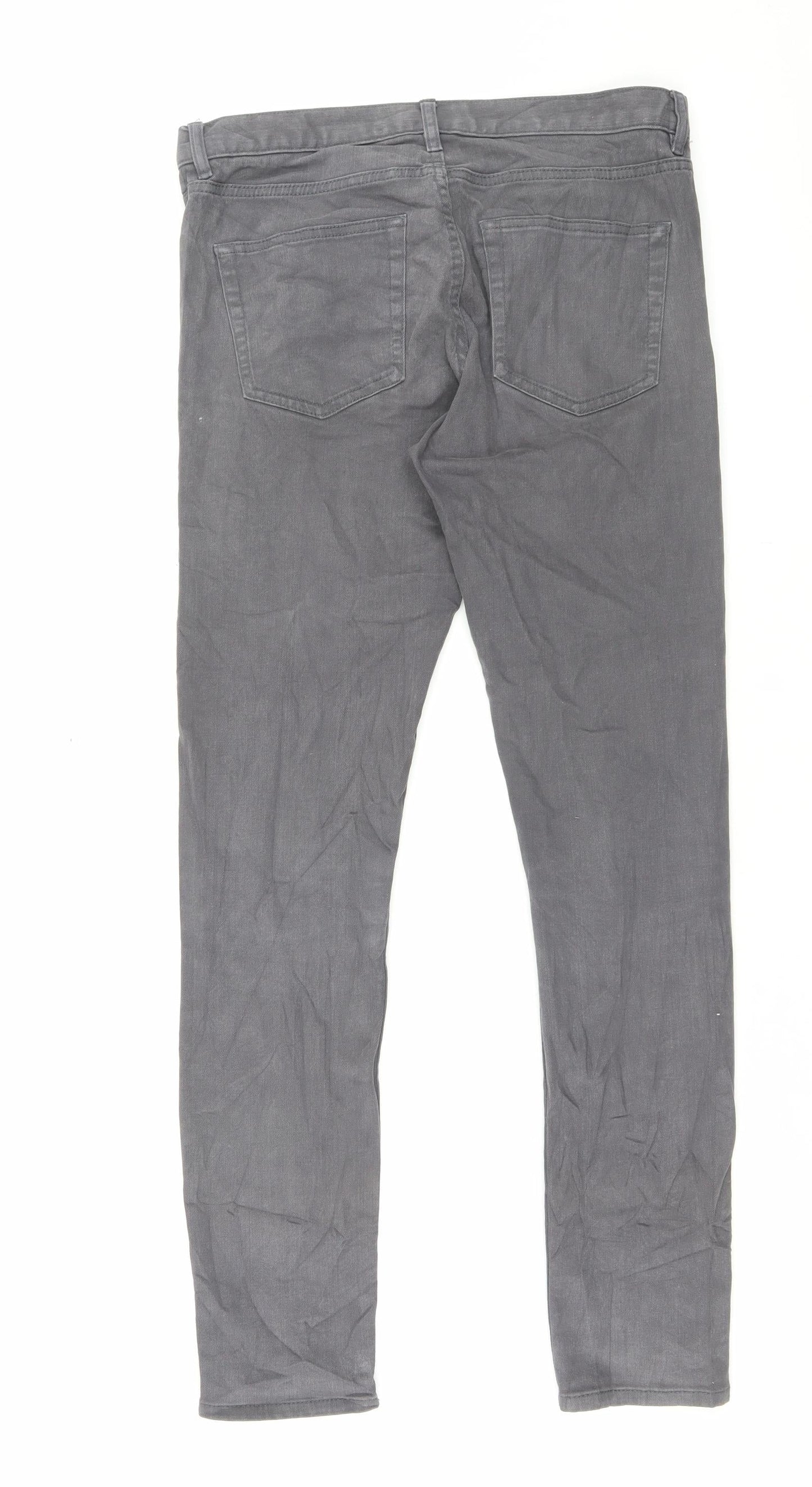 H&M Womens Grey Cotton Skinny Jeans Size 30 in L30 in Regular Button