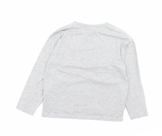 Zara Girls Grey Polyester Basic Casual Size 8 Years Crew Neck Pullover - Just Girls