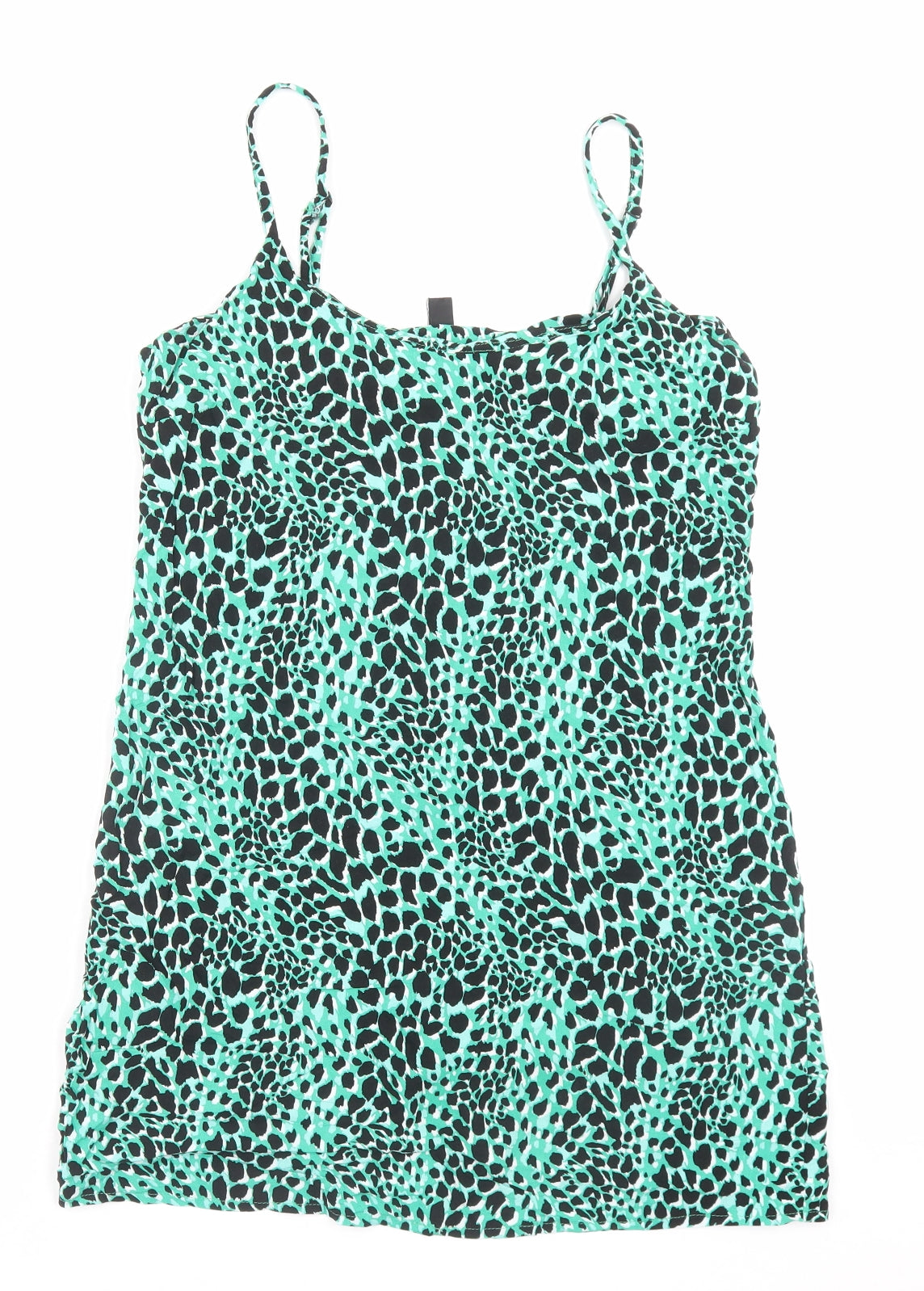 New Look Womens Green Animal Print Viscose A-Line Size 12 Scoop Neck Pullover