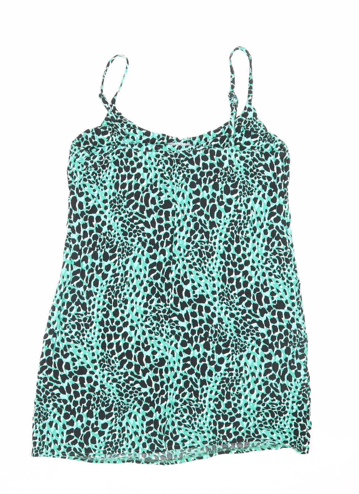 New Look Womens Green Animal Print Viscose A-Line Size 12 Scoop Neck Pullover