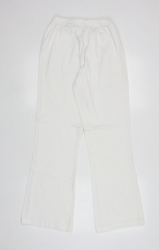 Fabric Womens White Cotton Bootcut Jeans Size 12 L29.5 in Regular