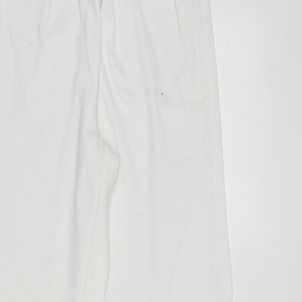 Fabric Womens White Cotton Bootcut Jeans Size 12 L29.5 in Regular