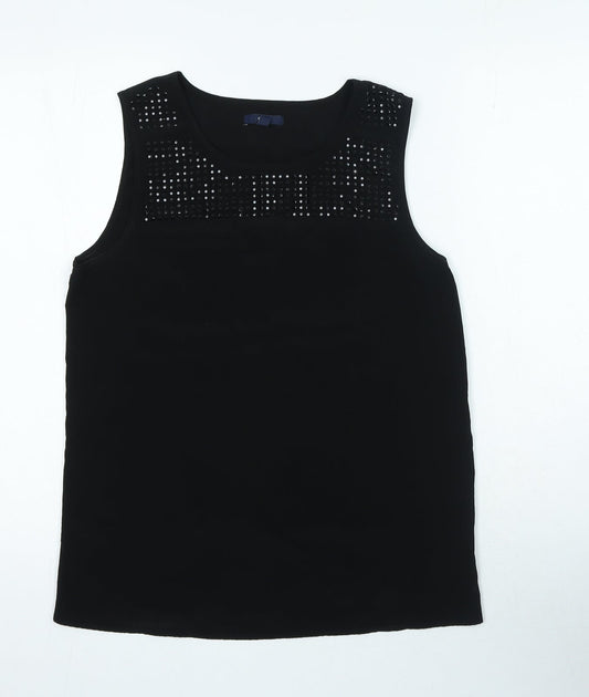 Gap Womens Black Polyester Basic Blouse Size S Round Neck