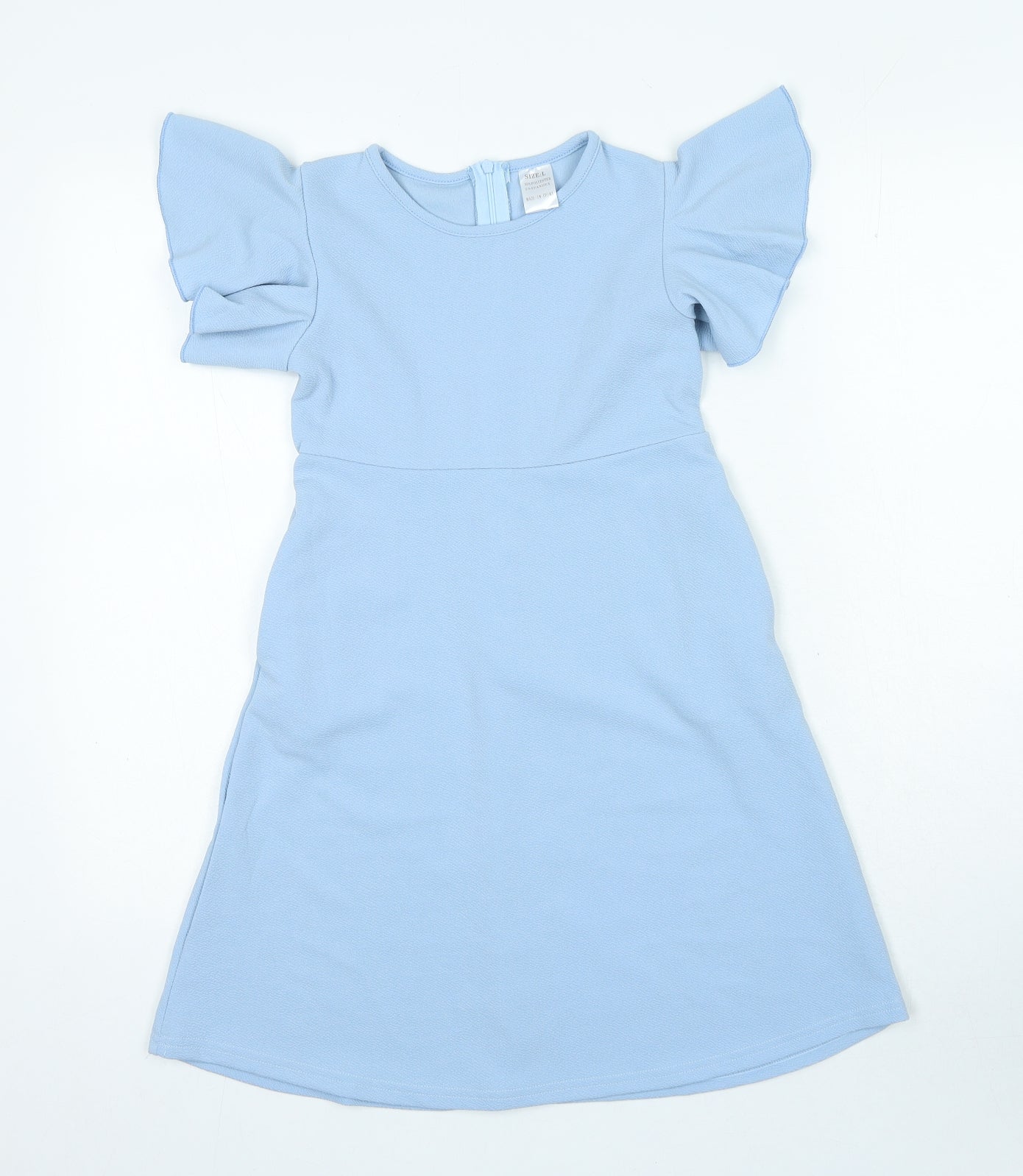 Preworn Girls Blue Polyester A-Line Size L Round Neck Zip