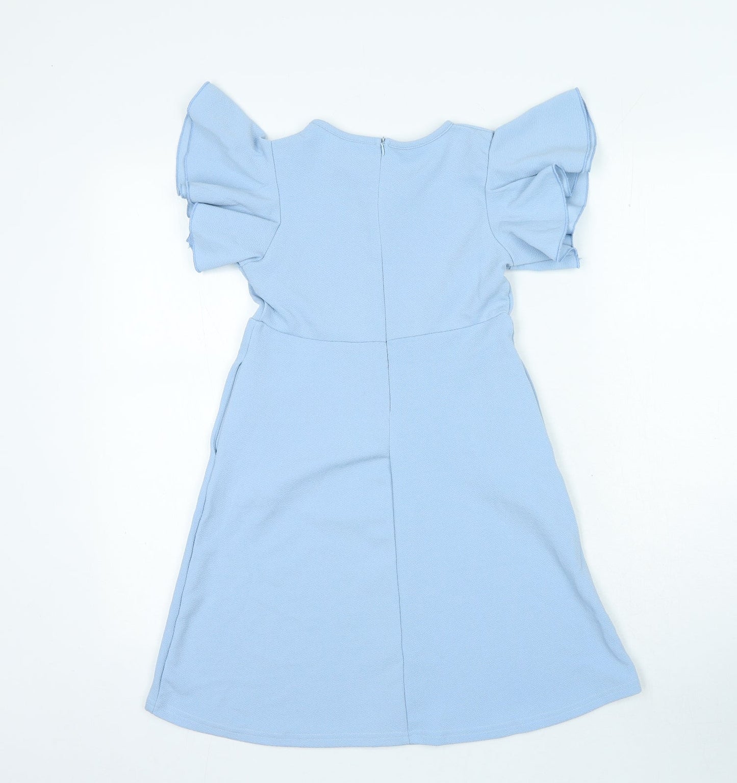 Preworn Girls Blue Polyester A-Line Size L Round Neck Zip