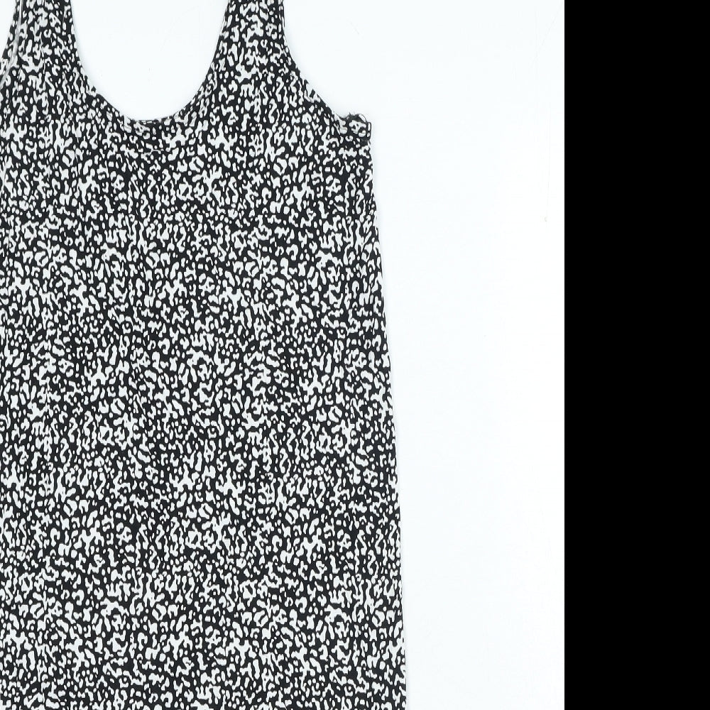 Marks and Spencer Womens Black Geometric Viscose Bodycon Size 10 Scoop Neck Pullover