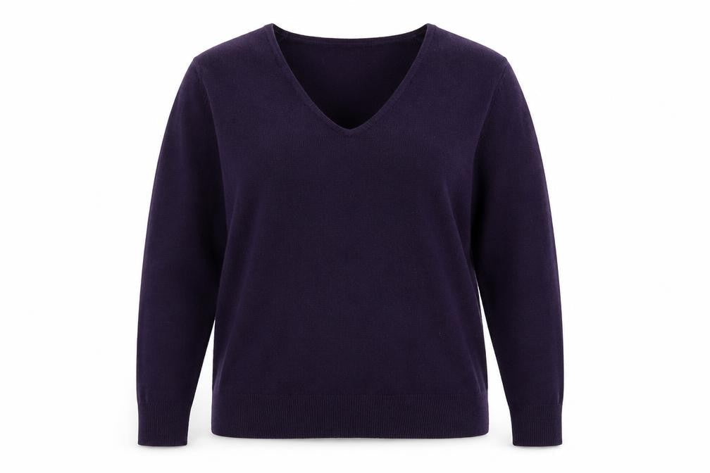 Marks and Spencer Womens Purple V-Neck Acrylic Pullover Jumper Size 12