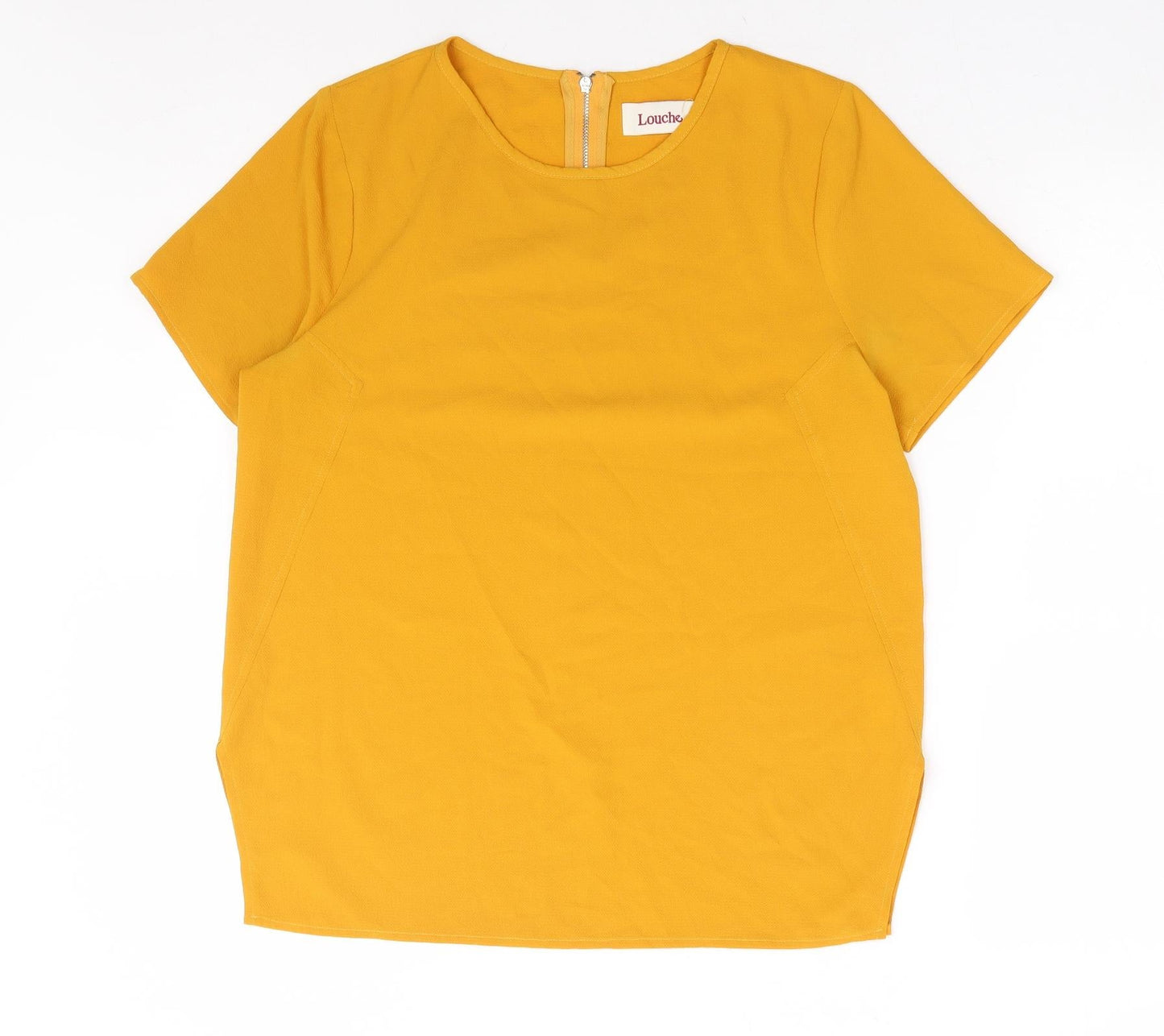 Louche Womens Yellow Polyester Basic T-Shirt Size 10 Round Neck