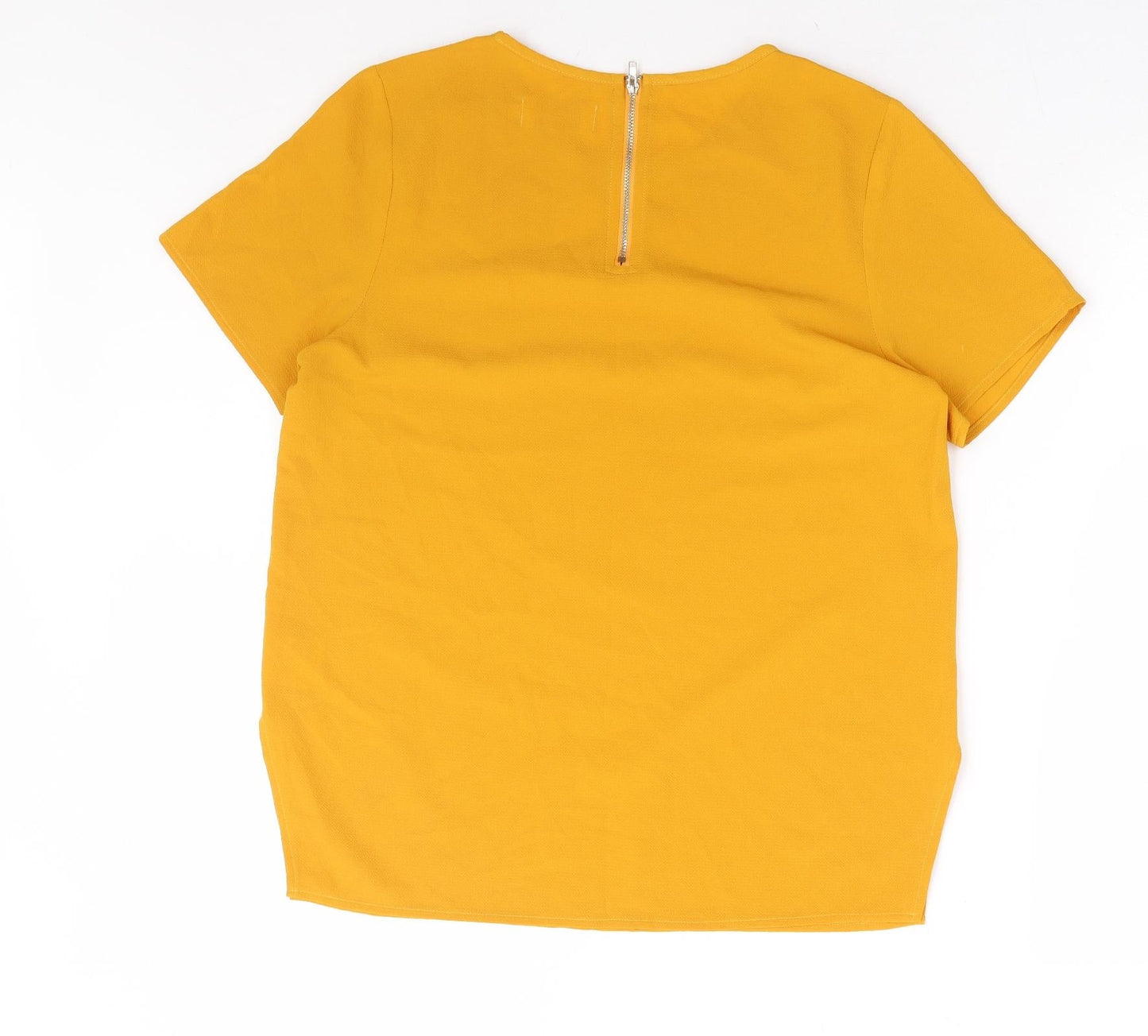 Louche Womens Yellow Polyester Basic T-Shirt Size 10 Round Neck