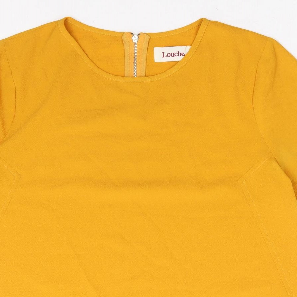Louche Womens Yellow Polyester Basic T-Shirt Size 10 Round Neck