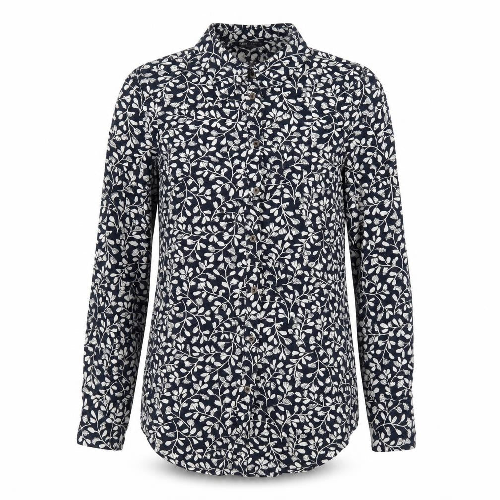 Marks and Spencer Womens Blue Floral Viscose Basic Button-Up Size 6 Collared