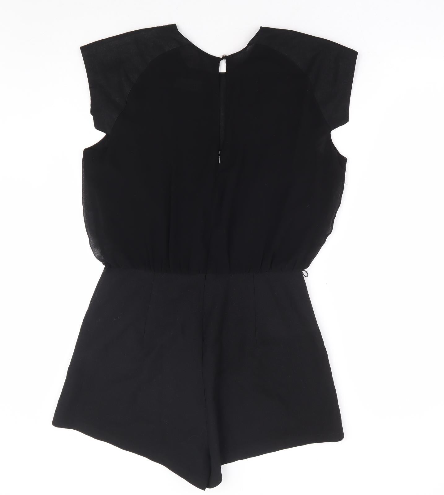 Republic Womens Black Polyester Playsuit One-Piece Size M Button