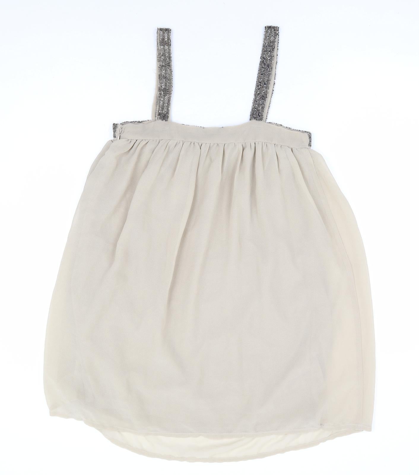 VERO MODA Womens Beige Polyester Mini Size S Square Neck Zip