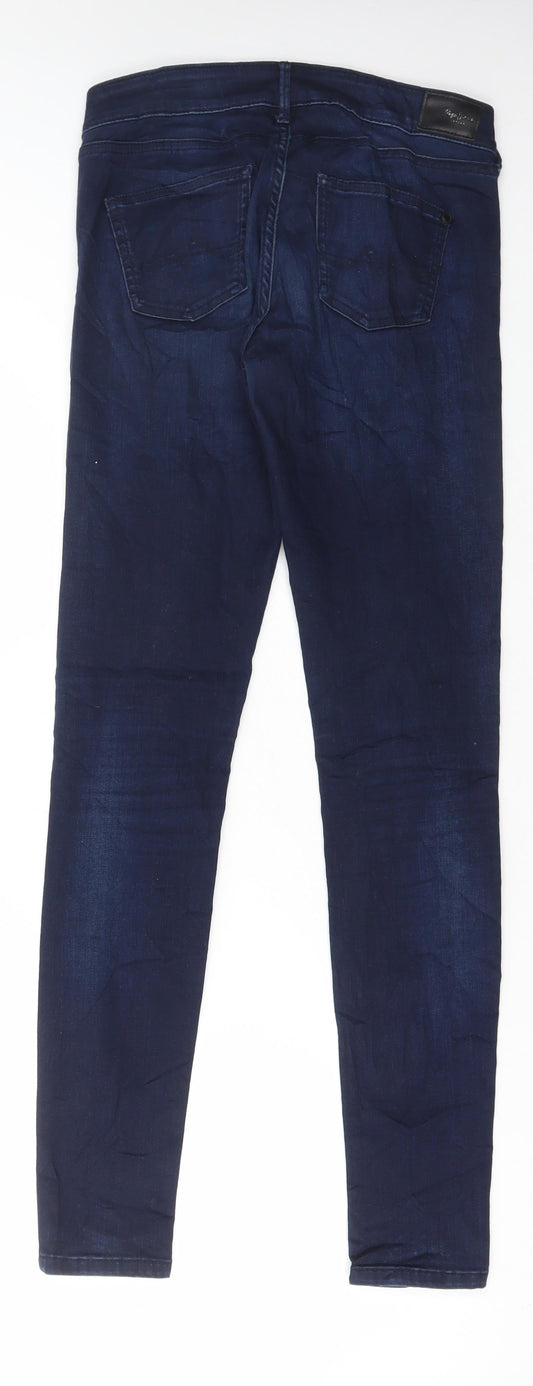 Preworn Womens Blue Cotton Skinny Jeans Size 30 in L32 in Regular Button