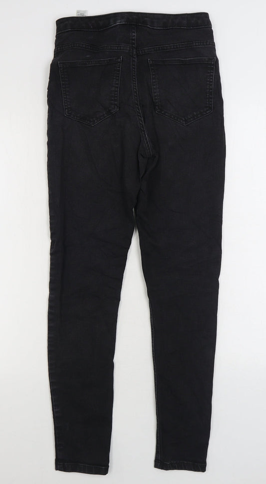 Marks and Spencer Womens Black Cotton Skinny Jeans Size 10 L29 in Regular Zip
