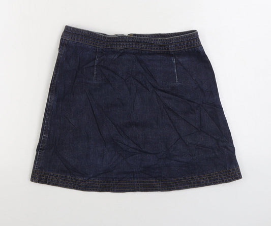Cooperative Womens Blue Cotton A-Line Skirt Size S Zip