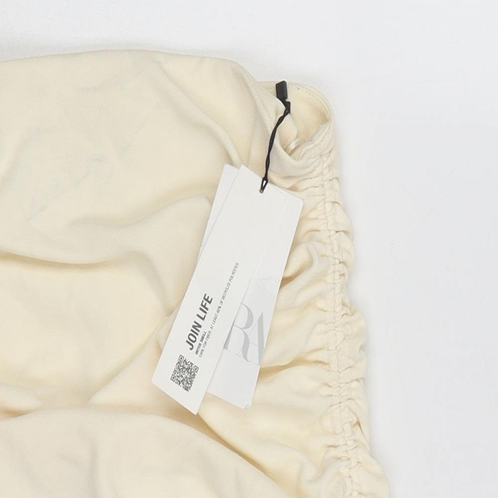 Zara Womens White Polyester Set Size S Zip - Ruched