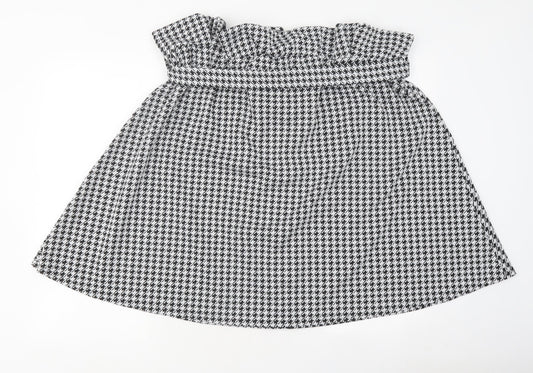 LIMITED Womens Black Check Polyester A-Line Skirt Size 26 Tie - Size 26-28
