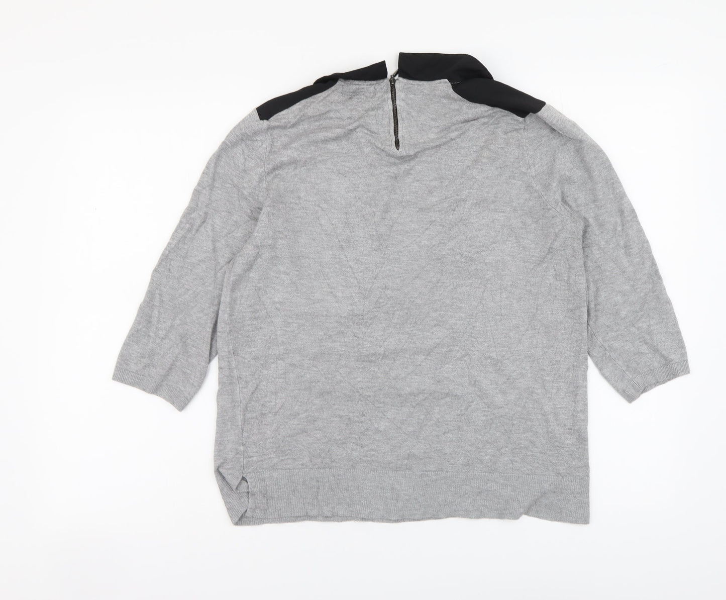 Papaya Womens Grey Collared Viscose Pullover Jumper Size 14