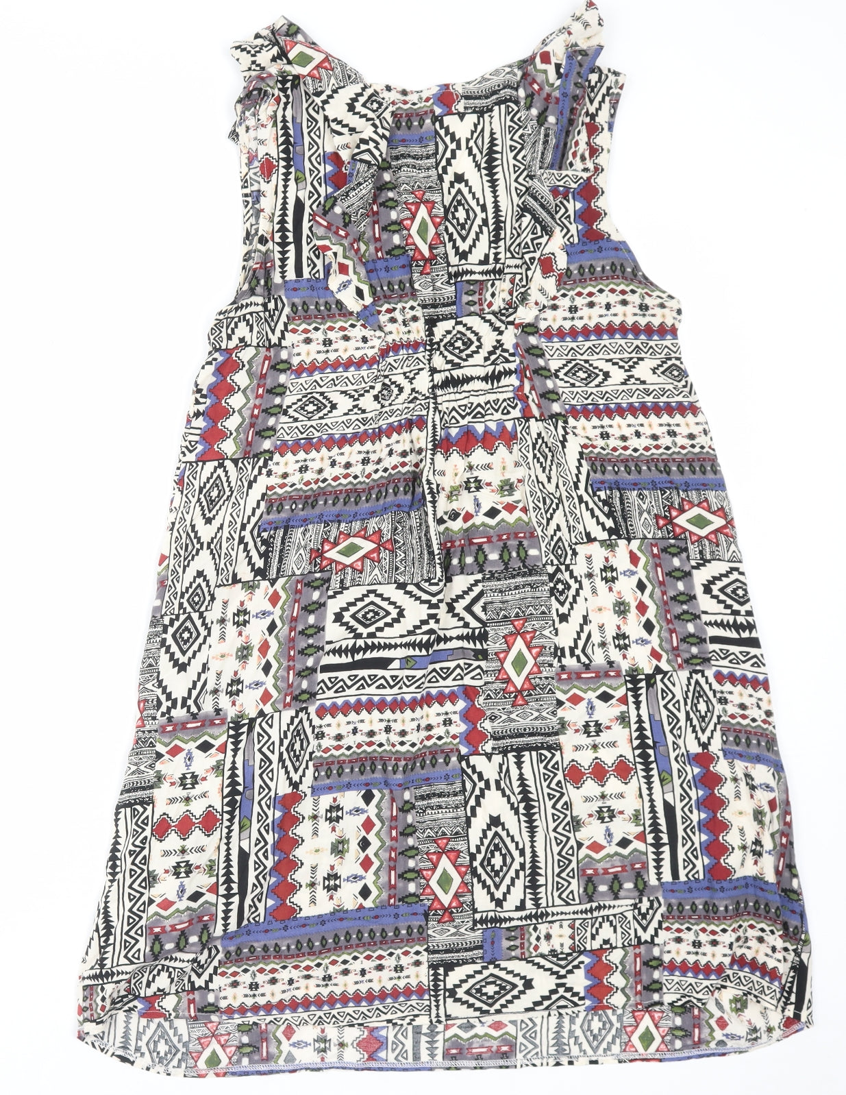 Karoline Morgan Womens Multicoloured Geometric Viscose A-Line Size 10 V-Neck Pullover