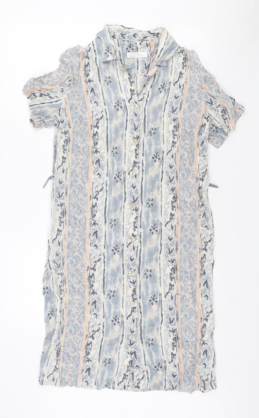 Marks and Spencer Womens Multicoloured Geometric Viscose Shirt Dress Size 12 Collared Button