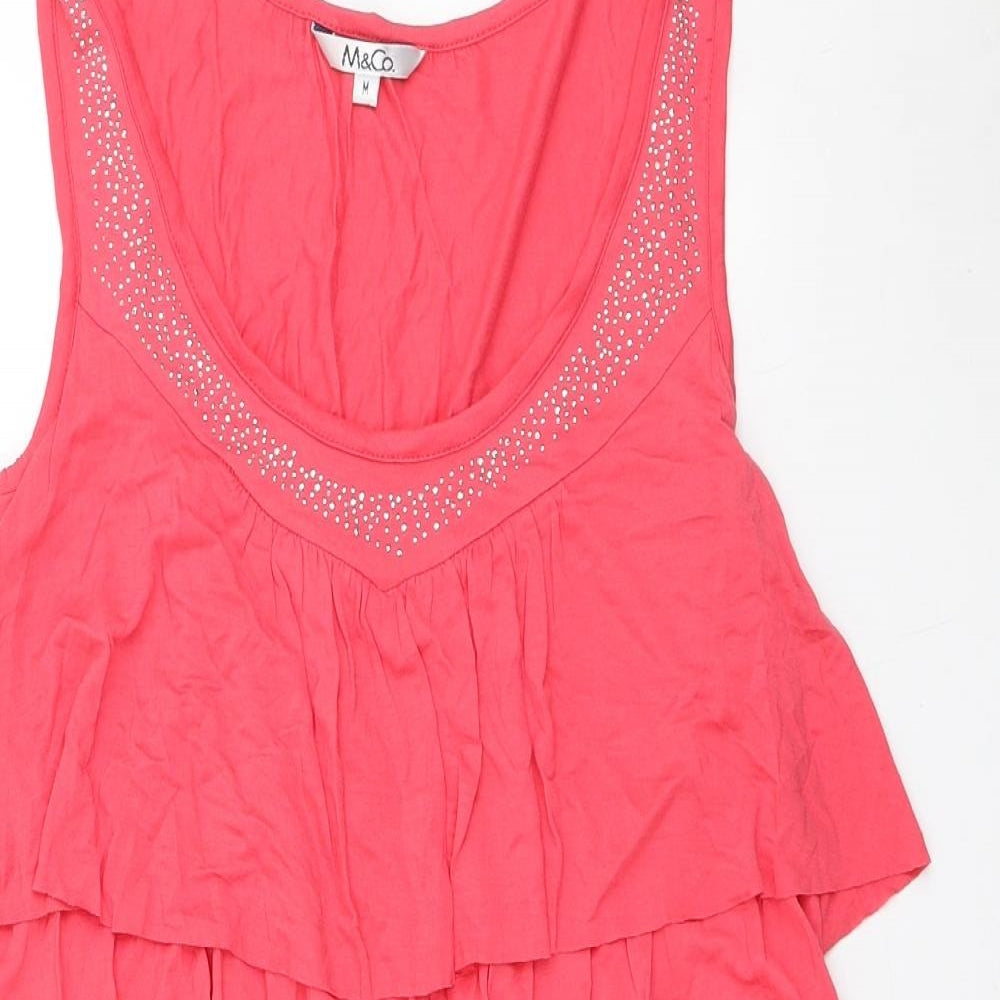 M&Co Womens Pink Viscose Tunic T-Shirt Size M Scoop Neck