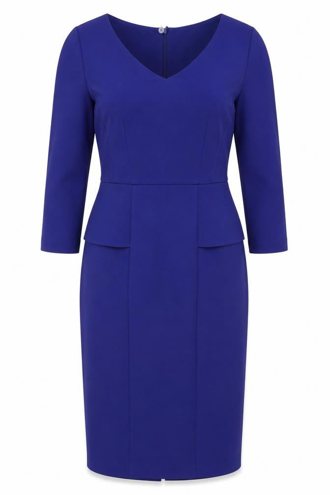 Marks and Spencer Womens Blue Viscose Pencil Dress Size 12 Boat Neck Zip