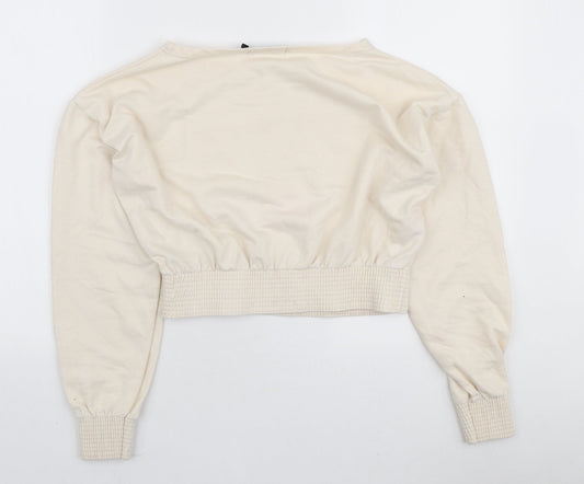 PindyDoll Womens Ivory Polyester Pullover Sweatshirt Size 10 Pullover