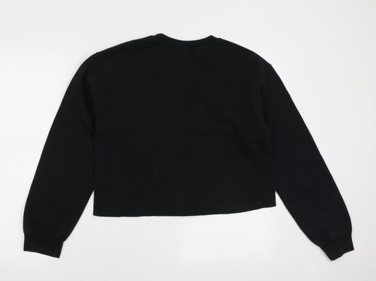 Topshop Womens Black Cotton Pullover Sweatshirt Size S Pullover - Merci Mon Cheri
