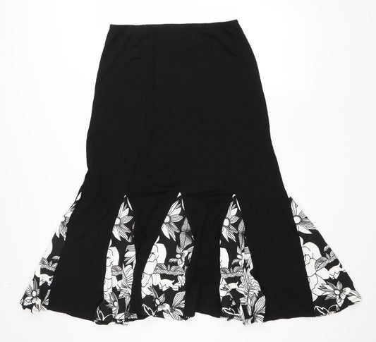 Roman Womens Floral Polyester Trumpet Skirt Size S Drawstring