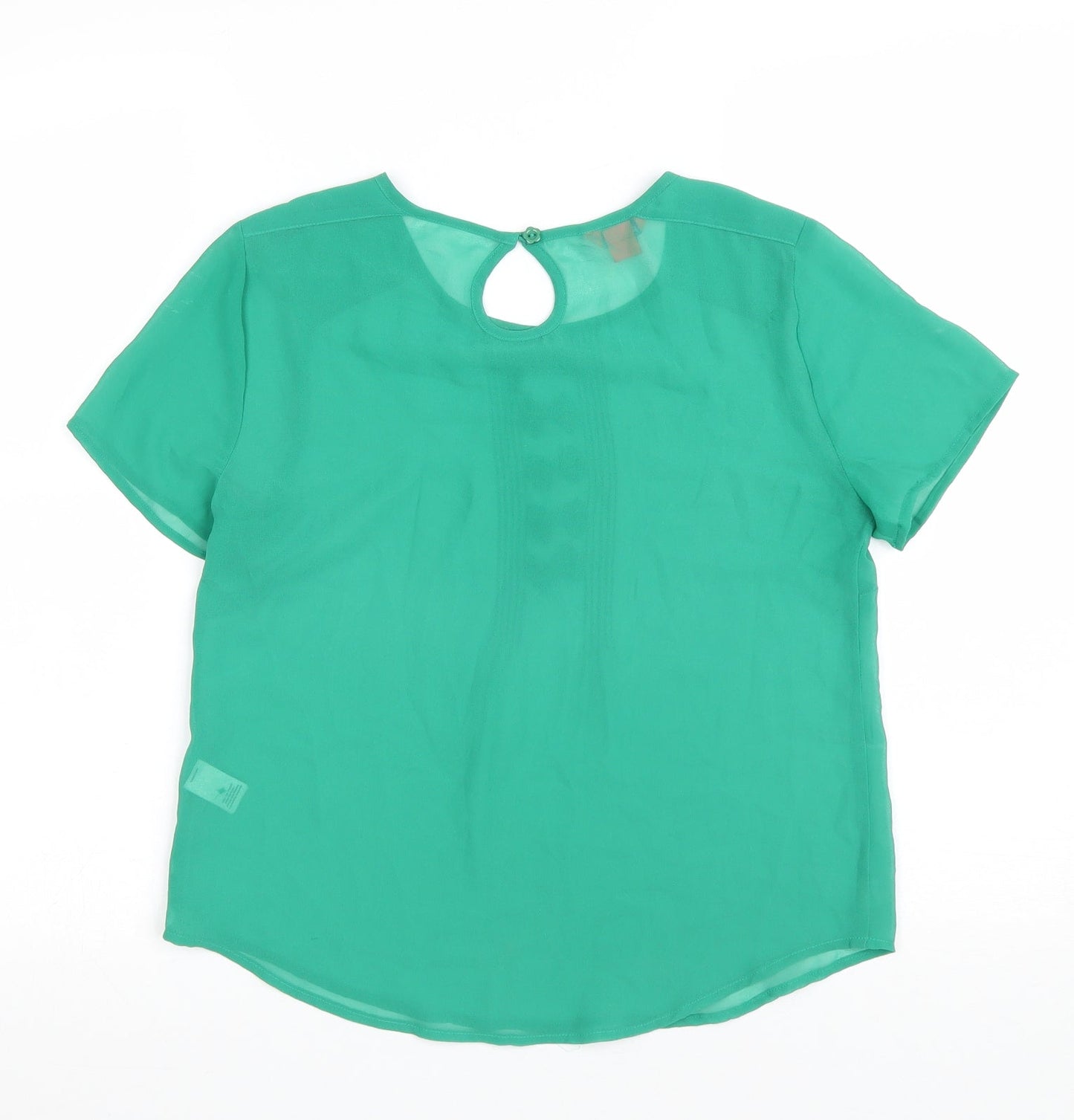 Monsoon Womens Green Polyester Basic T-Shirt Size 8 Scoop Neck