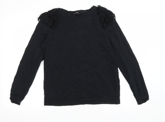 George Womens Black Cotton Pullover Sweatshirt Size S Pullover - Lace details