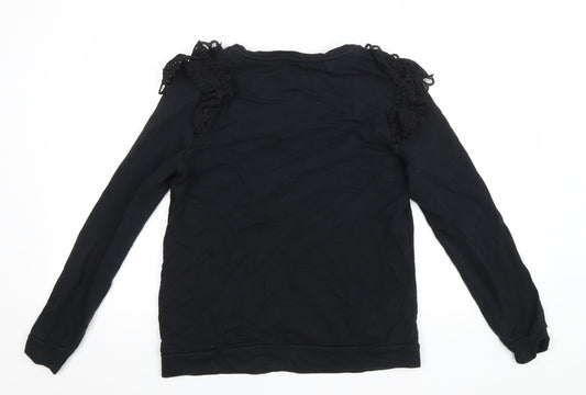 George Womens Black Cotton Pullover Sweatshirt Size S Pullover - Lace details