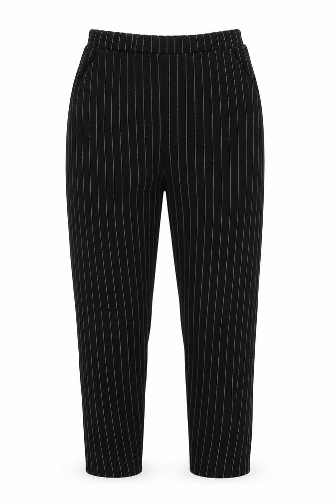 I SAW IT FIRST Womens Black Striped Polyester Carrot Trousers Size 8 L25.5 in Regular