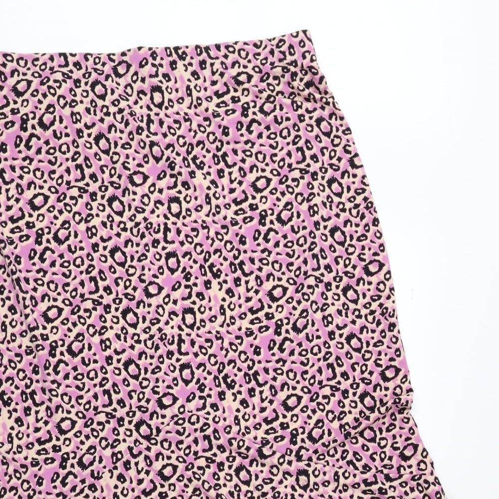 Oasis Womens Multicoloured Animal Print Polyester Trumpet Skirt Size L - Leopard Print