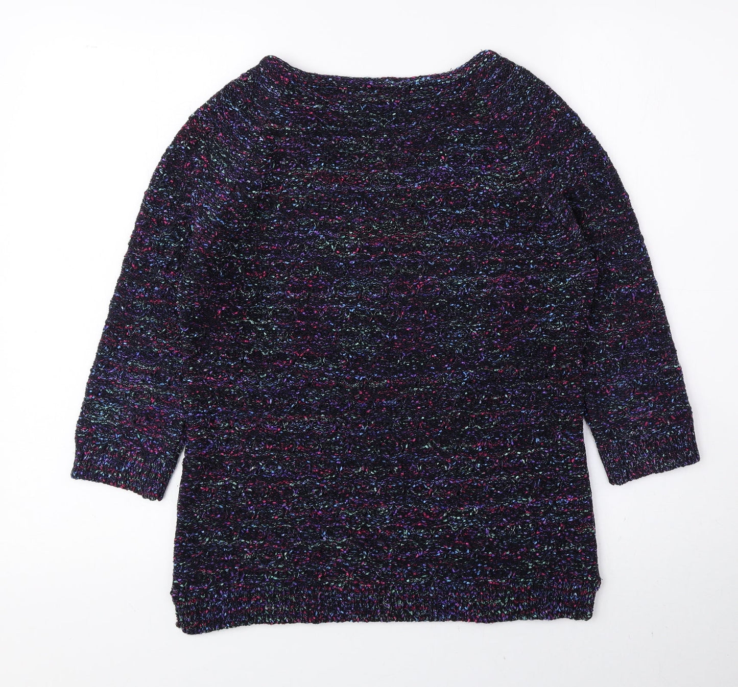 M&Co Womens Multicoloured V-Neck Polyester Pullover Jumper Size 12