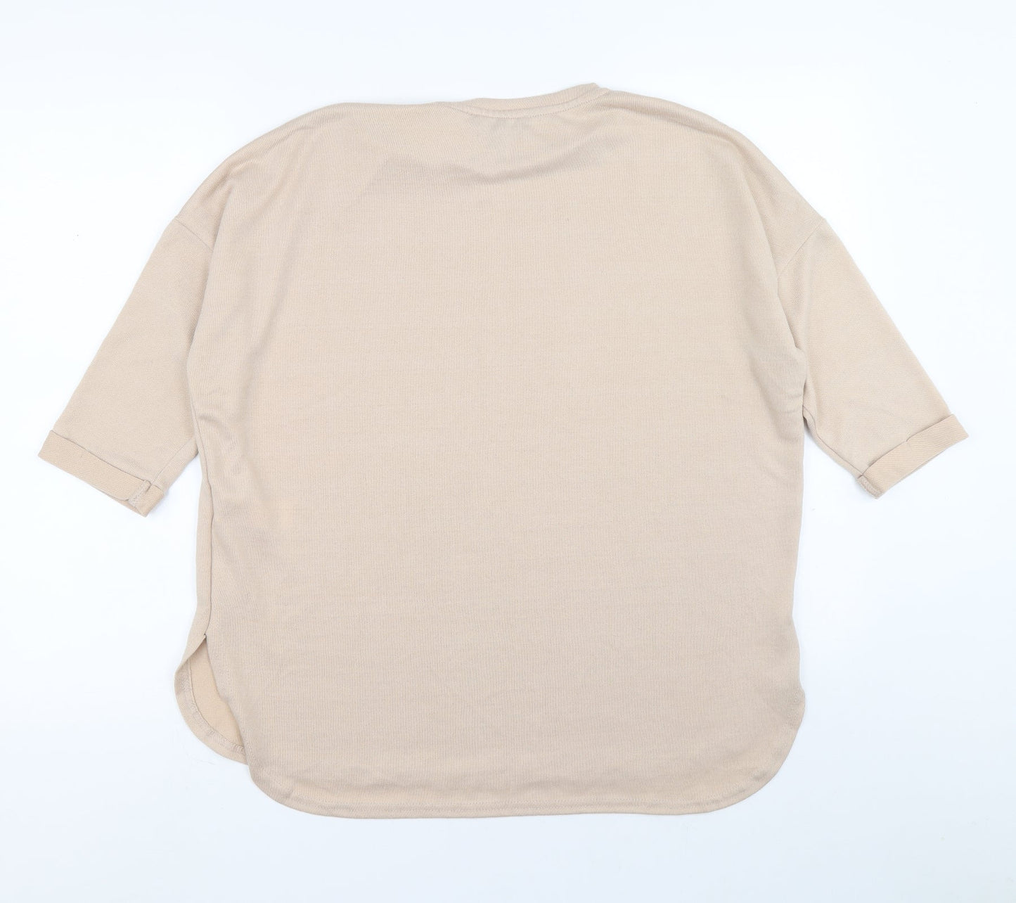 New Look Womens Beige Crew Neck Polyester Pullover Jumper Size S
