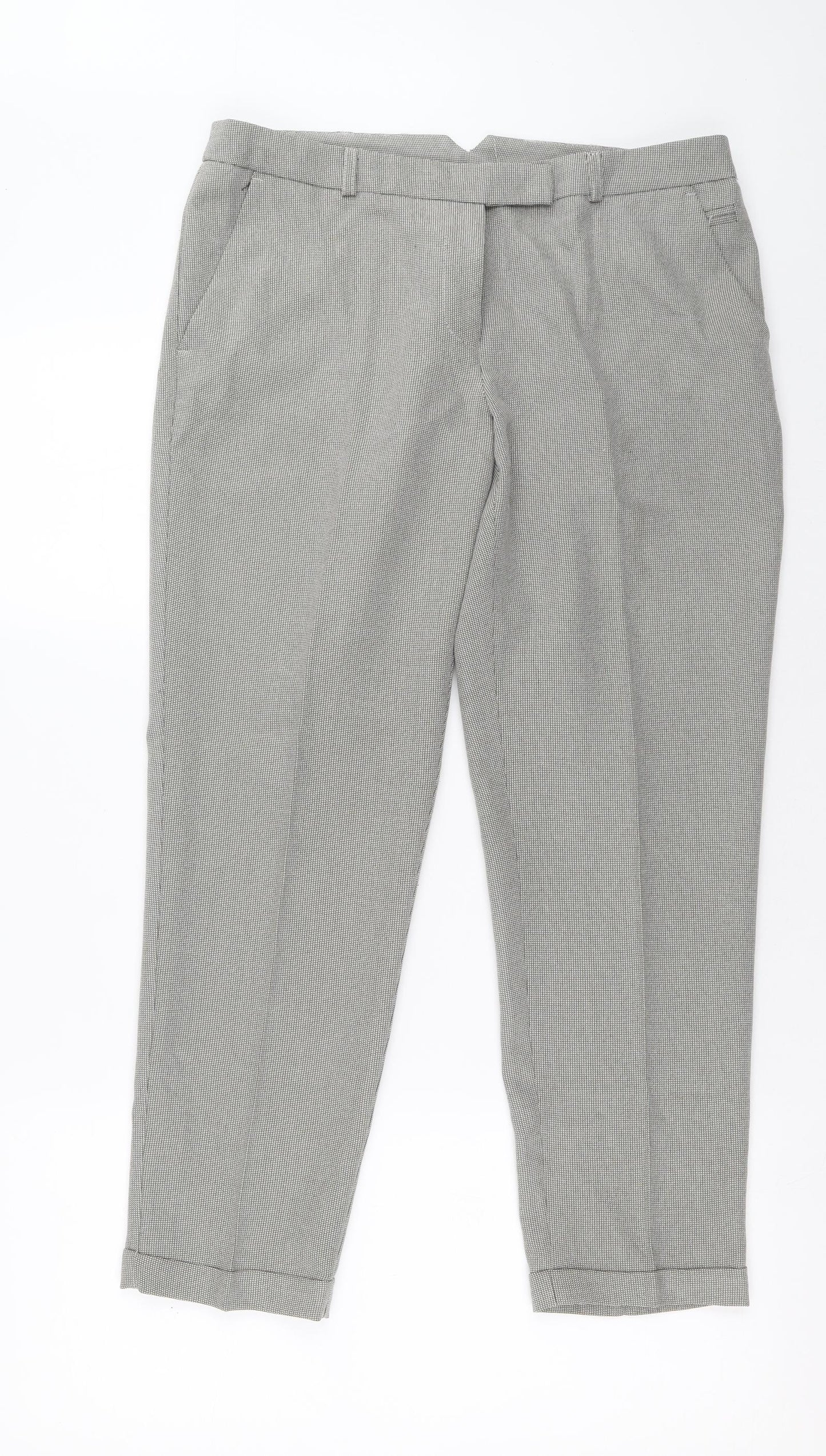 Dorothy Perkins Womens Grey Check Polyester Carrot Trousers Size 12 L26 in Regular Button