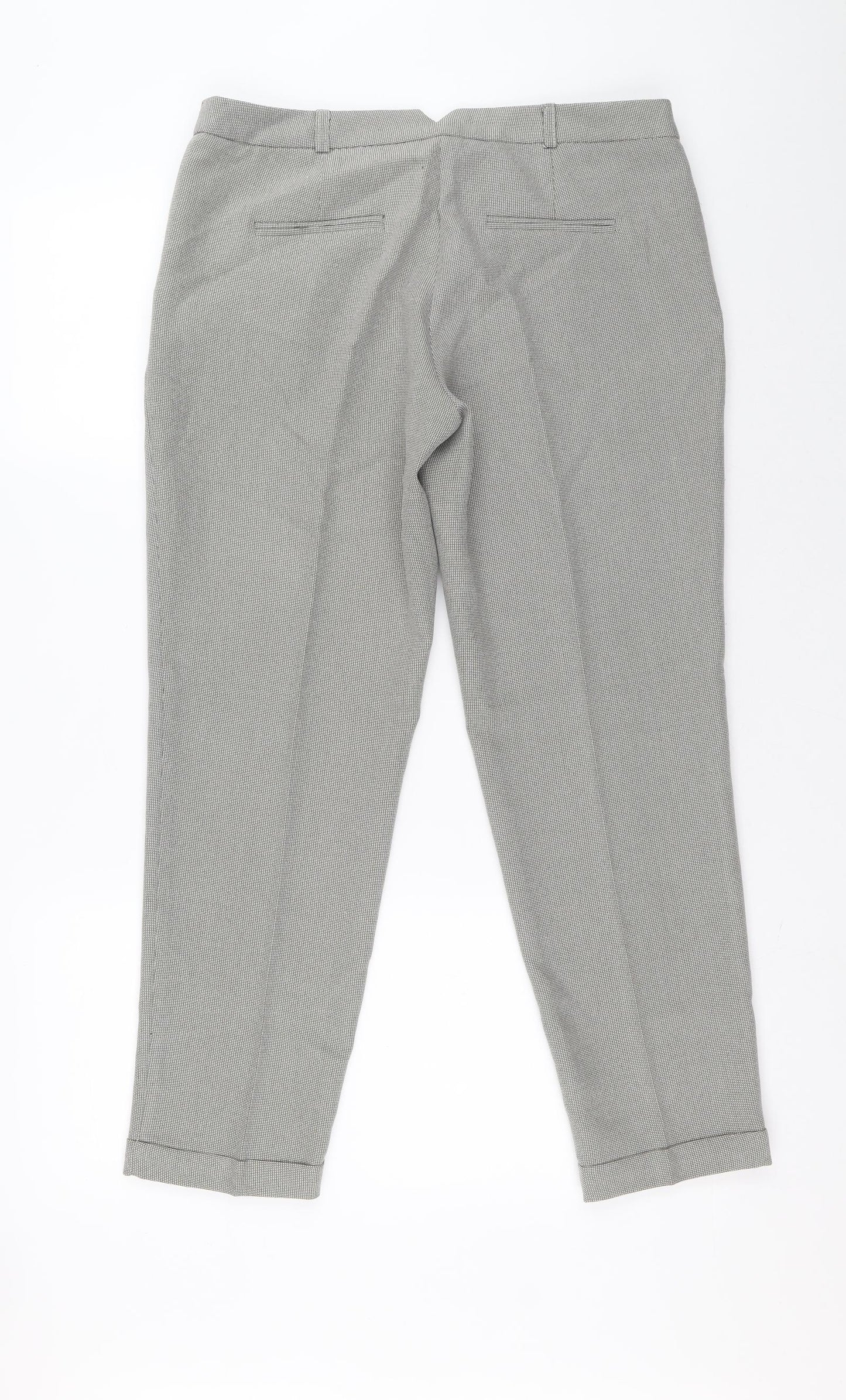 Dorothy Perkins Womens Grey Check Polyester Carrot Trousers Size 12 L26 in Regular Button
