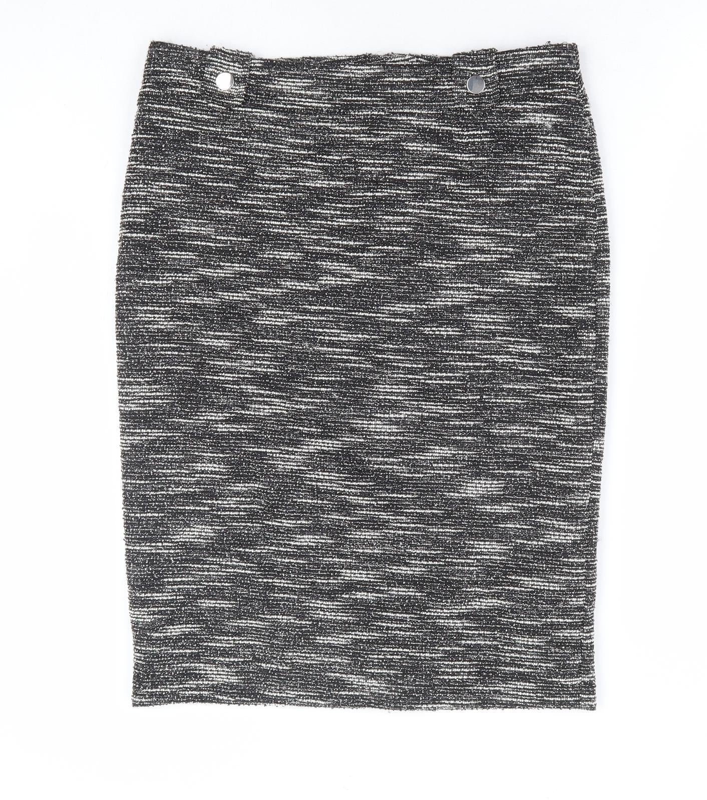 Wallis Womens Black Polyester Straight & Pencil Skirt Size 10 Zip
