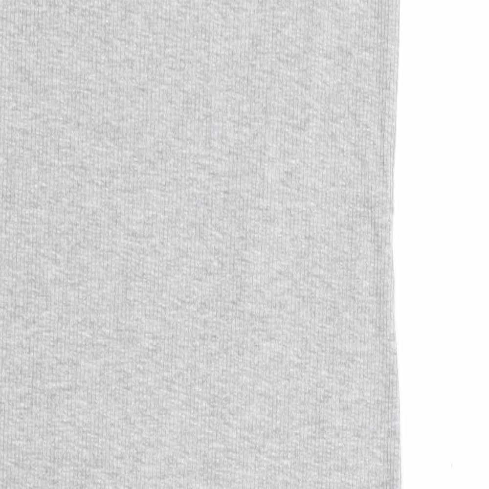 Topshop Womens Grey Polyester Tank Dress Size 8 V-Neck Tie - Ribbed