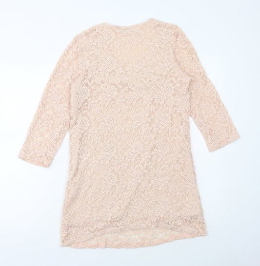 Anne Smith Womens Pink Polyester A-Line Size 14 Round Neck Pullover